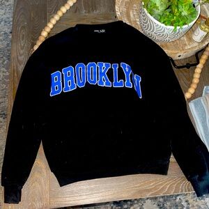 Brooklyn graphic sweater in black, SHEIN, size S, worn once, super soft and warm
